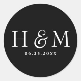 Eenvoudige elegante typografie Monogrammed Wedding Ronde Sticker