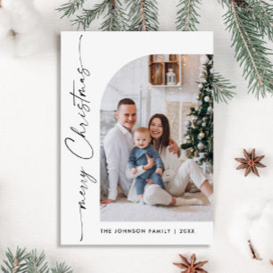 Eenvoudige Elegante Vakantie FOTO Kerstmis Groet Briefkaart