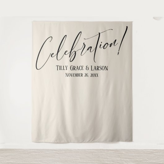 Eenvoudige elegante viering! Cream Foto Achtergron Wandkleed (Voorkant)