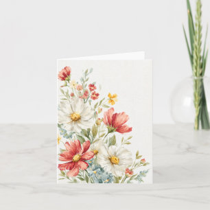 Eenvoudige Elegante Waterverf Bloemen Blank Note K Bedankkaart