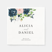 Eenvoudige elegante waterverf bloemenbruiloft servet (Voorkant)