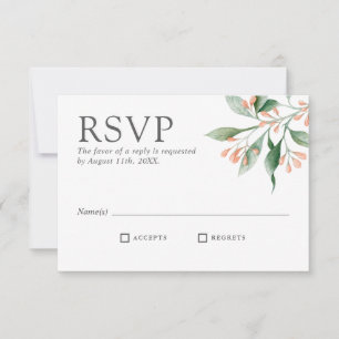Eenvoudige Elegante Waterverf Bloemige Trouw-RSVP RSVP Kaartje