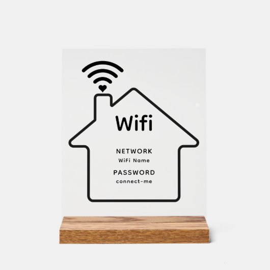 Eenvoudige elegante WiFi-netwerk wachtwoord info Acryl Bord (Voorkant)