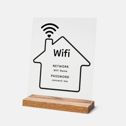 Eenvoudige elegante WiFi-netwerk wachtwoord info Acryl Bord (Hoek)