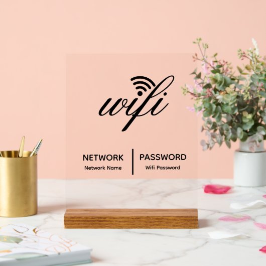Eenvoudige Elegante Wifi Netwerk Wachtwoord Info W Acryl Bord (Huwelijk)