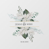 Eenvoudige, elegante witte bloemen bruiloft raamsticker (Vel)