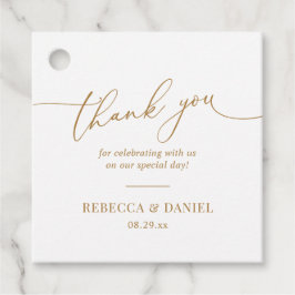 Eenvoudige Elegante Witte en Gouden Script Bedankt Bedankjes Labels