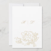 Eenvoudige elegante witte gouden bloemenbruiloft R Kaart (Achterkant)