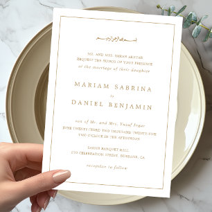 Eenvoudige Elegante Witte & Gouden Rand Islamitisc Kaart