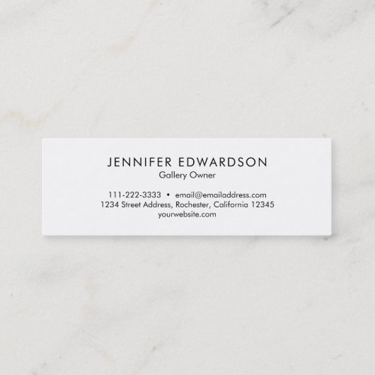 Eenvoudige elegante witte goudmarmer professional mini visitekaartje (Achterkant)