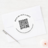 Eenvoudige Elegante Witte RSVP Online QR Code Ronde Sticker (Envelop)