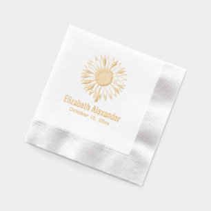 Eenvoudige Elegante Zonnebloem Bloom #2A Naam Datu Folie Servetten
