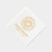 Eenvoudige Elegante Zonnebloem Bloom #4 Naam Datum Folie Servetten (Rechts)