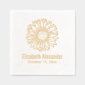 Eenvoudige Elegante Zonnebloem Bloom #4 Naam Datum Folie Servetten (Voorkant)