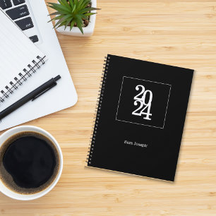 Eenvoudige Elegante Zwart-Wit Minimalistische Plan Planner