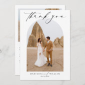 Eenvoudige Elegante Zwart-Wit Trouwfoto Dank Kaart (Voorkant / Achterkant)