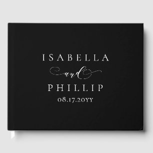 Eenvoudige elegante zwart witte bruiloft gastenboek