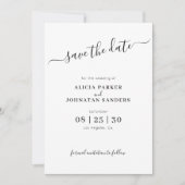 Eenvoudige elegante zwart-witte bruiloft save the date (Voorkant)