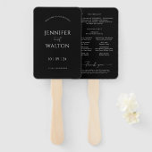 Eenvoudige Elegante zwarte en witte bruiloft Handwaaier (Voorkant en achterkant)
