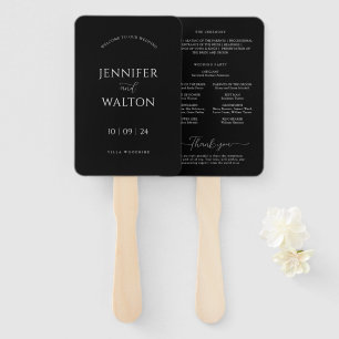 Eenvoudige Elegante zwarte en witte bruiloft Handwaaier