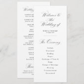 Eenvoudige elegante zwarte en witte bruiloft programma (Voorkant / Achterkant)
