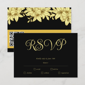 Eenvoudige Elegante Zwarte & Gouden RSVP Kaart