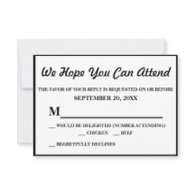 Eenvoudige Elegante Zwarte Huwelijks RSVP