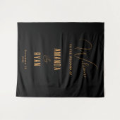 Eenvoudige Elegante Zwarte Welkom Script Bruiloft Wandkleed (Voorkant (horizontaal))