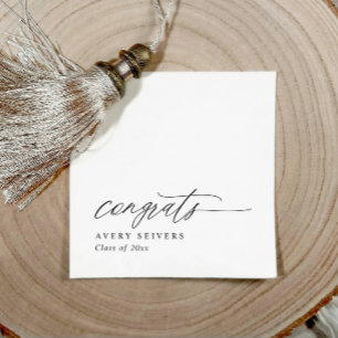 Eenvoudige Elegante Zwarte & Witte Congrats Afstud Servet