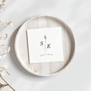 Eenvoudige Elegantie Blad Monogram Chic Bruiloft Servet