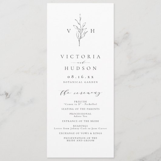 Eenvoudige elegantie botanische bladeren monogram  programma (Voorkant)