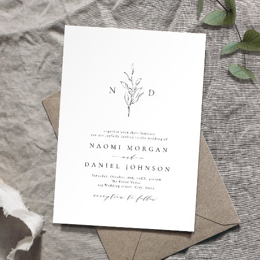 Eenvoudige elegantie botanische monogram rustige b kaart