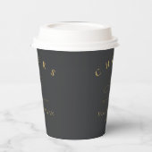 Eenvoudige Elegantie Bruiloft Cheers Charcoal ID10 Papieren Bekers (Links)