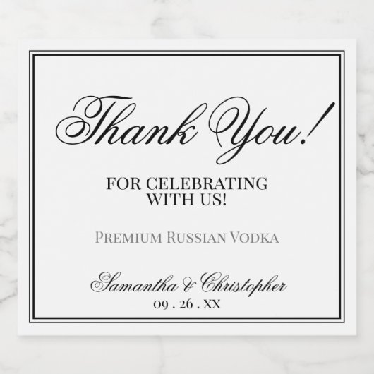 Eenvoudige Elegantie Bruiloft Dank u Zwart & Wit Likeurfles Etiket (Enkel label)
