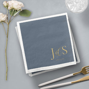 Eenvoudige Elegantie Bruiloft Initialen Blauw ID10 Servet
