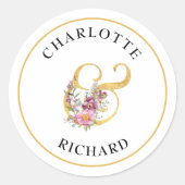 Eenvoudige elegantie, decoratief ampersad met name ronde sticker (Voorkant)