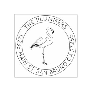 Eenvoudige elegantie - Flamingo Family Retouradres Rubberstempel