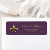 Eenvoudige Elegantie Goud Paarse Fleur de Lis Etiket (Insitu)