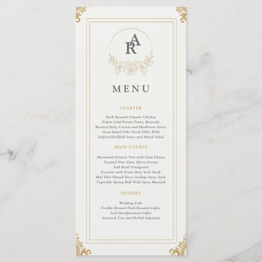 Eenvoudige elegantie Modern bruiloft menu (Voorkant)