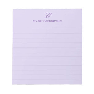 Eenvoudige Elegantie Paarse Monogram Gelinieerd Notitieblok