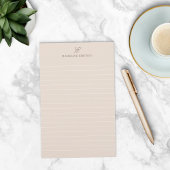 Eenvoudige Elegantie Tan Brown Monogram Gevoerd Briefpapier