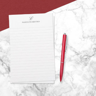 Eenvoudige Elegantie Zwart Wit Monogram Gelinieerd Briefpapier