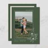 Eenvoudige Emerald Anemone Art Floral Save the Dat Aankondigingskaart (Voorkant / Achterkant)