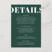 Eenvoudige Emerald Green Bold Moderne bruiloft Det Informatiekaartje (Voorkant)