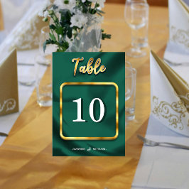 Eenvoudige Emerald Green en Gold Script bruiloft Kaart