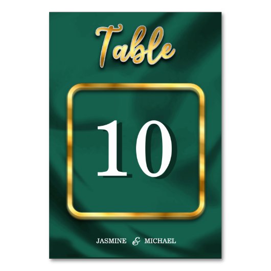 Eenvoudige Emerald Green en Gold Script bruiloft Kaart (Voorkant)