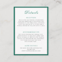 Eenvoudige Emerald Green Wedding Info Enclosure Ka