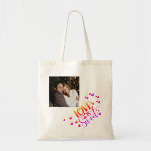 Eenvoudige en chique fotoliefde is zoet tote bag