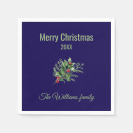 Eenvoudige en elegante botanische kerst servet