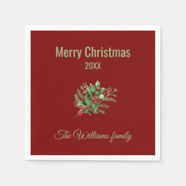 Eenvoudige en elegante botanische kerst servet